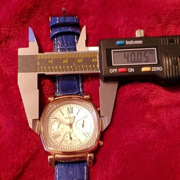 Gossip GSP828 Womens Chronograph Watch Rose Gold Blue Croco Leather Band Analog - Picture 8 of 10